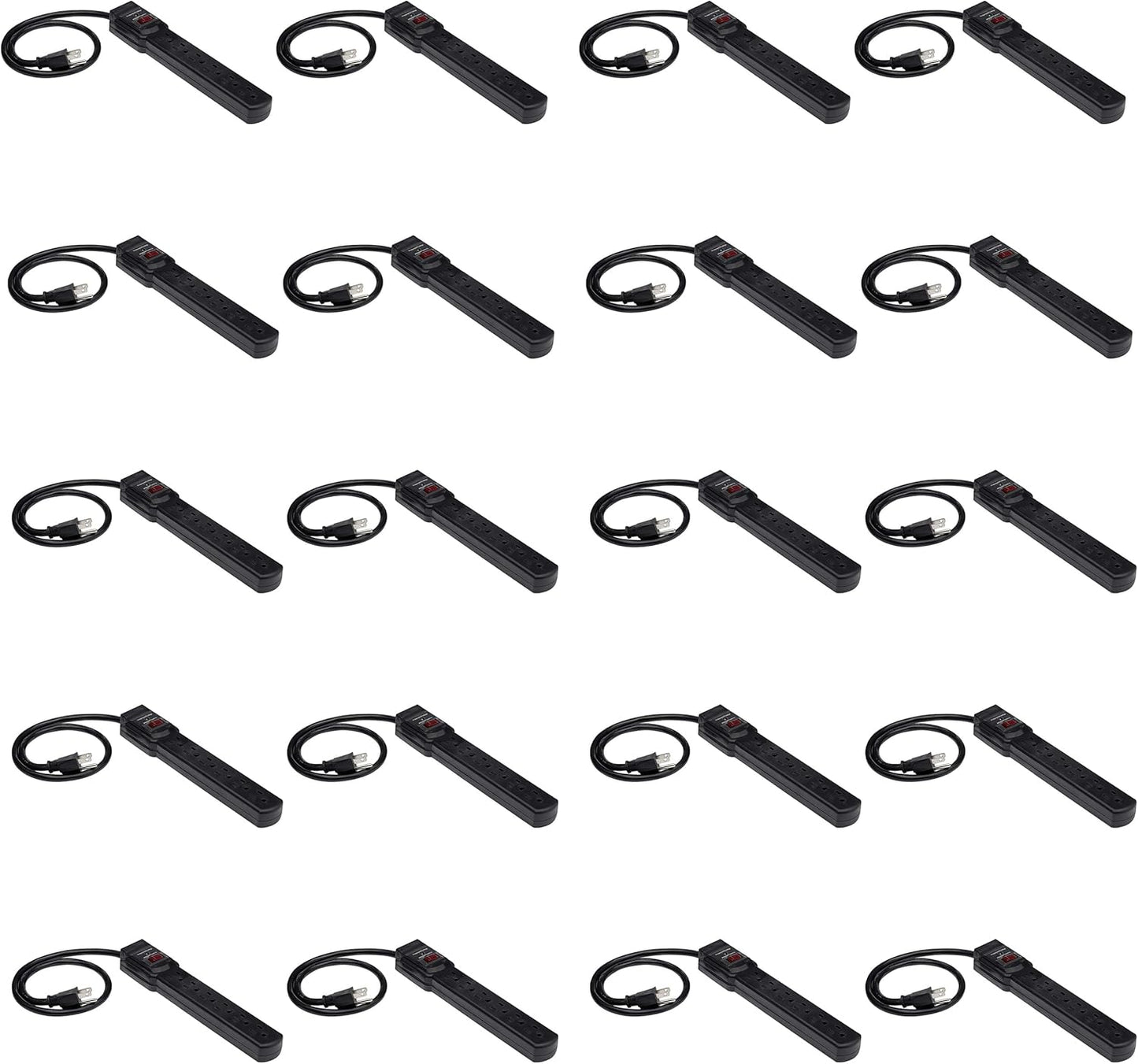 Amazon Basics Rectangle 6-Outlet, 600 Joule Surge Protector Power Strip, 2ft, Small, White, 2-Pack
