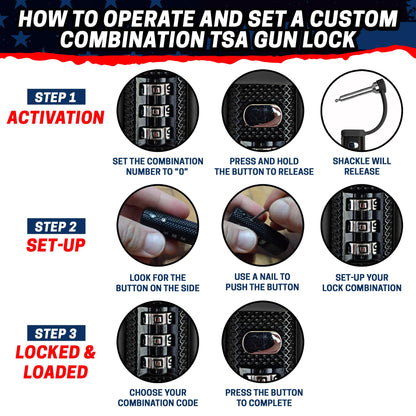 Cedar Mill TSA Approved Gun Case Lock – Durable, Cut-Resistant Security TSA Locks for Gun, Pistol, Revolver Case or Firearms – Child-Safe Trigger Locks for Rifles and Shotguns