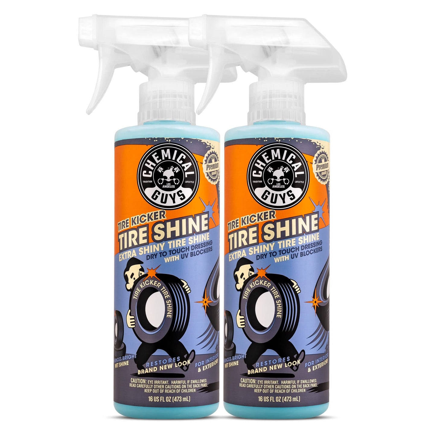 Chemical Guys Tire Kicker Sprayable Extra Glossy Tire Shine (Works on Rubber, Vinyl & Plastic), Great for Cars, Trucks, SUVs, Motorcycles, RVs & More, 16 oz (2 Pack)