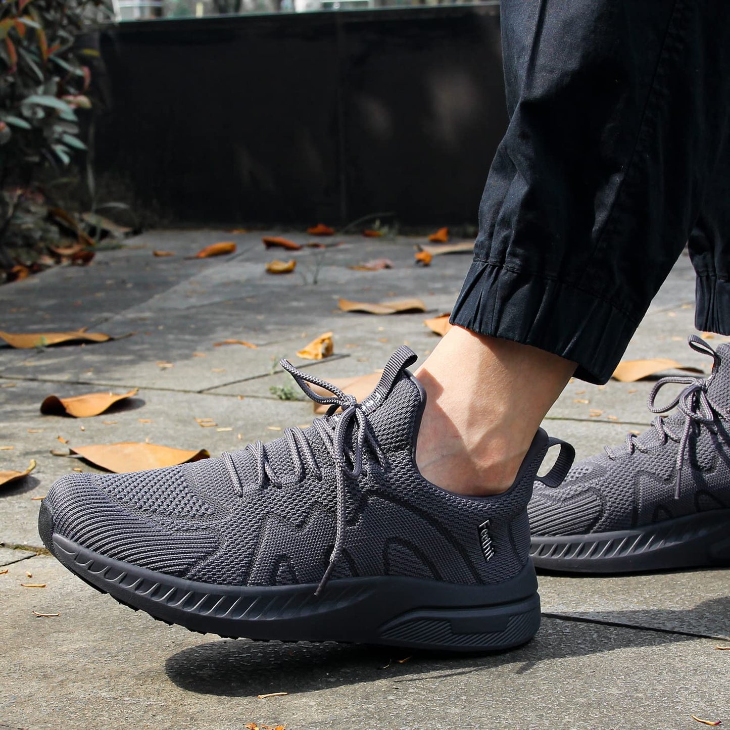 Feethit Trainers Men Running Shoes Tennis Sports Training Walking Gym Athletic Fitness Fashion Sneakers Trainers for Men Breathable Lightweight Comfortable Outdoor Shoes for Jogging Dark Grey UK 10