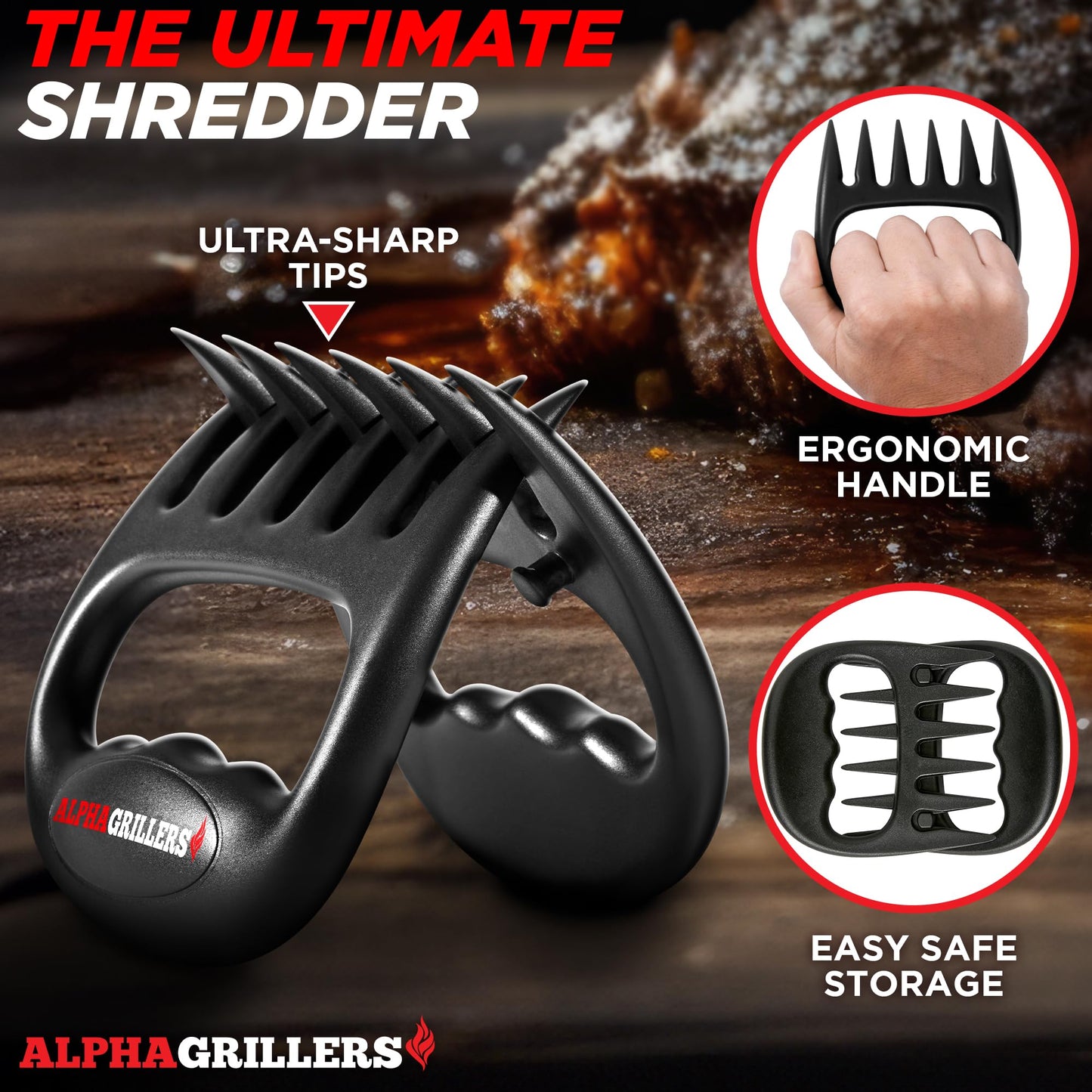 Alpha Grillers Meat Shredder Claws - Grilling Accessories Gifts for Men Dad Him Husband Son Boyfriend Birthday - BBQ Accessories Grill Puller for Cooking Shredding Barbecue Smoker Pulled Pork Chicken