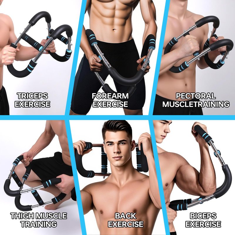 Twister Arm Trainer, 60-100lb Adjustable Chest & Arm Workout Tool, Compact Twister Arm Strengthener, Portable Power Twister Bar with Snap - Together Detachable Design for Fitness Anywhere(Blue)
