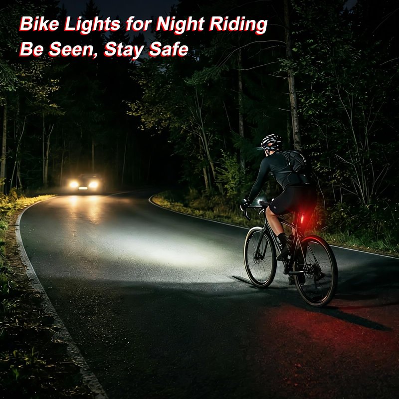 Ascher Ultra Bright USB Rechargeable Bike Light Set, Powerful Bicycle Front Headlight and Back Taillight, 4 Light Modes, Easy to Install for Men Women Road Mountain Cycling Black