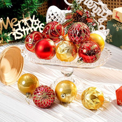 30ct Christmas Ball Ornaments Shatterproof Christmas Hanging Tree Decorative Balls for Party Holiday Wedding Decor Red Gold, 2.36", 60mm
