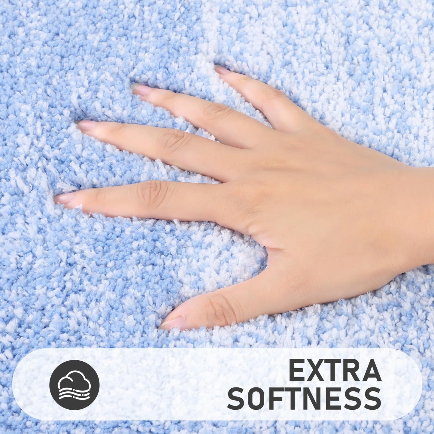 Bsmathom Bathroom Rugs Sets 4 Piece, Soft Absorbent Microfiber Bath Rugs with U-Shaped Contour Toilet Rug and Toilet Lid Cover, Thick Non-Slip Plush Shaggy Bath Mat Set,Navy Blue