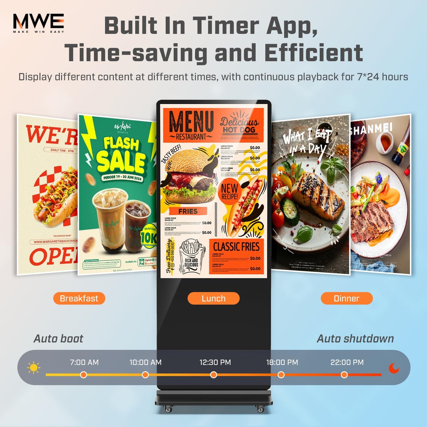 QIXZOCV MWE 55 Inch 4K Touchscreen Kiosk, Indoor Floor Standing Digital Signage Displays, Advertising Display LCD Totem, Interactive Display Poster Android System with Auto Media Player