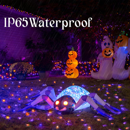 200LED Solar Halloween Lights，78FT Orange& Purple String Lights，Solar Fairy Lights with 8 Modes， Halloween Lights Outdoor Waterproof for Bedroom Patio Garden Party Yard Decoration