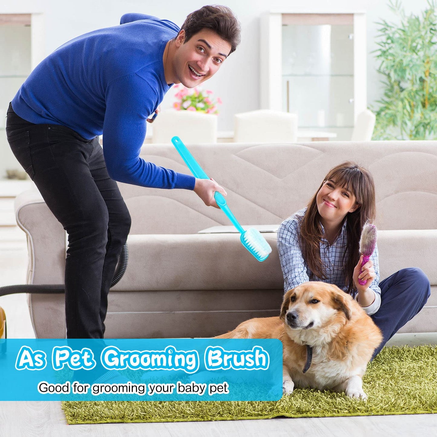 Ireer 2 Pieces Giant Toothbrush Prop Large Toothbrushes Big Brush Oversized Gag Novelty Toys for Summer Halloween Costume Take Picture Comedy Party Favors Pet Grooming Brush(Red, Blue)