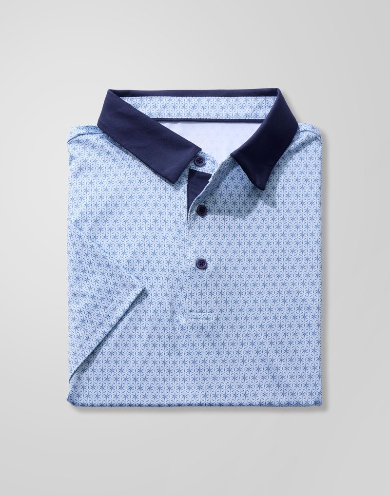 Obla Mens Golf Polo Shirts Short Sleeve Dry Fit Performance Moisture Wicking Casual Print Collared Golf Shirts for Men(Blue Flower_S)