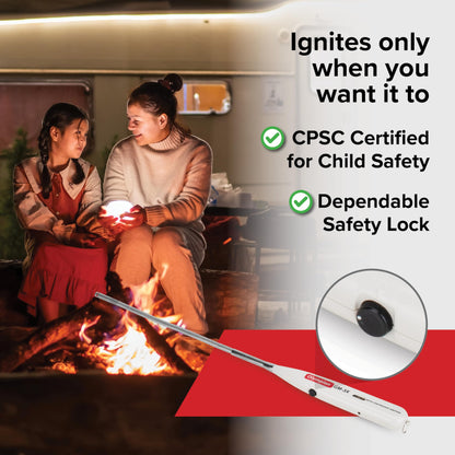 Camco Olympian GM-3X Adjustable Flame Gas Match - Features Windproof Continuous Ignition & Slender Design Equipped with Safety Lock - Refillable with Butane Lighter Fluid (57549)