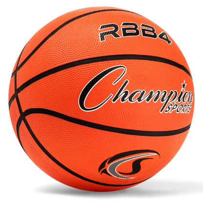 Champion Sports Rubber Intermediate, Heavy Duty - Pro-Style Basketballs, Various Sizes - Premium Basketball Equipment, Indoor Outdoor - Sports Education Supplies (Size 6, Orange)
