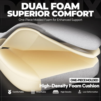 Dowinx Fabric Gaming Chair with Footrest, Big and Tall Gamer Chair with Lumbar Support, Wide Back Computer Chair for Heavy People, Grey