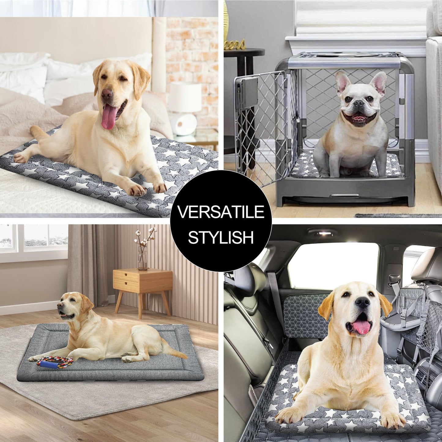 pobopobo Dog Bed Mat, Reversible Crate Pads for Small/Medium/Large Dogs & Cats Sleeping, Portable & Soft, Dog Beds Crate Pad M(30"*20"*1.5")