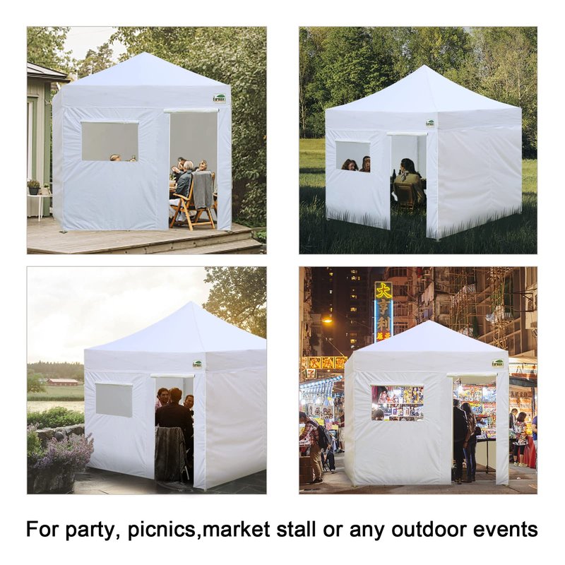 Eurmax USA Full Zippered Walls for 10 x 10 Easy Pop Up Canopy Tent,Enclosure Sidewall Kit with Roller Up Mesh Window and Door 4 Walls ONLY,NOT Including Frame and Top (White)