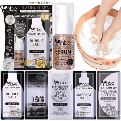 Pedicure Kit Foot Soak Set: Bubble Salt, Sugar Scrub, Massage Mask, Massage Lotion in a Box, 4 Step Foot Spa Kit for Dry Feet,Tired Feet（3 Set Tropical Fruit)