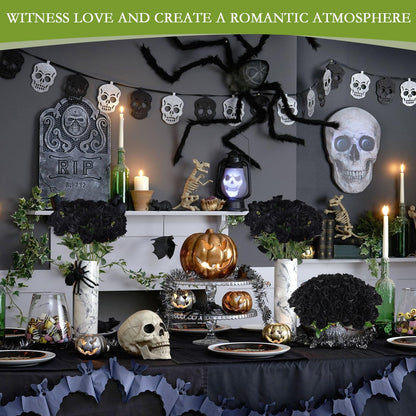 Hananona 50 Pcs Artificial Roses in Bulk, Fake Velvet Silk Roses Realistic Black Roses for Wedding Centerpieces Flower Arrangement Home Decor (50, Black)