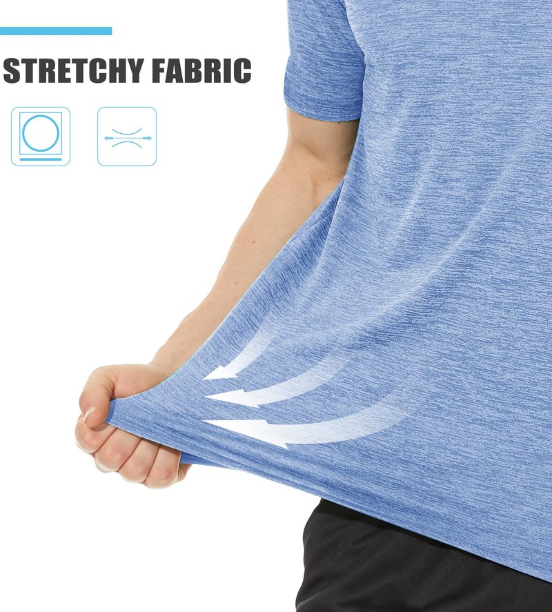 TACVASEN Workout Shirts for Men Short Sleeve Running Gym Athletic Dry Fit Shirts for Men Quick Dry Moisture Wicking Shirts for Men
