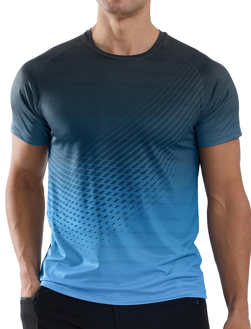 Men's Athletic Running T-Shirts Quick Dry Gym Workout Shirts Moisture Wicking Short-Sleeve Lightweight Sports Tee Tops Performance Activewear Gradient Green M