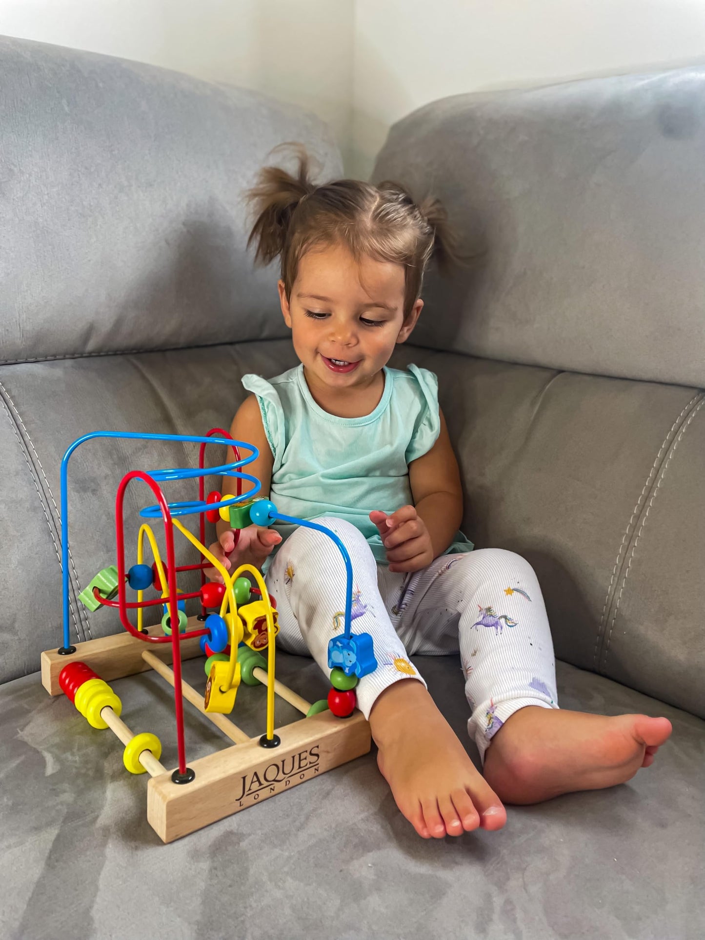 Jaques of London Activity Cube | Premium Wooden Activity Cube for Toddlers with Bead Maze and Abacus | Fun and Educational Bead Maze Toy | Wooden Activity Table for Early Learning | Since 1795
