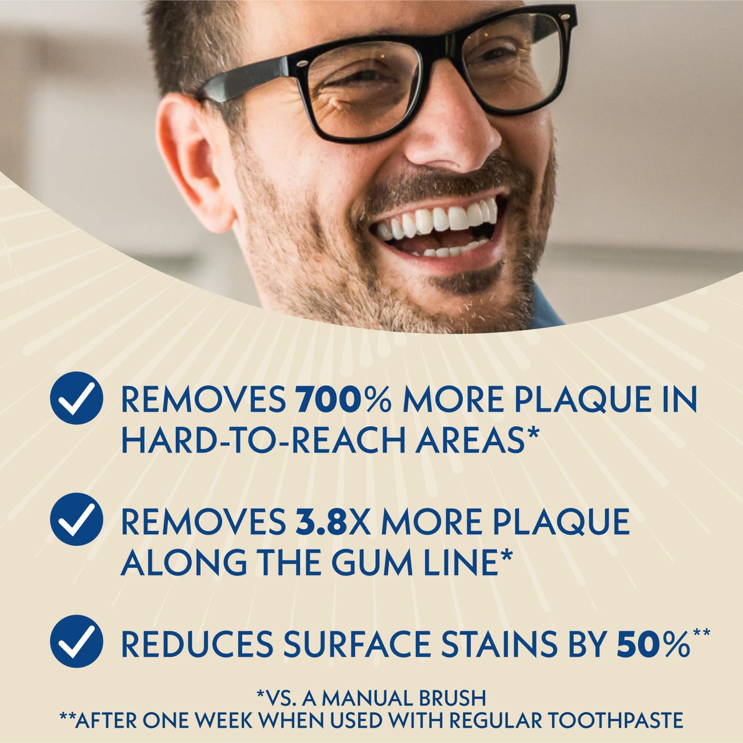 Spinbrush Smart Clean Battery Powered Electric Toothbrush for Adults with Dual Action Head, Pacer & Timer, Champagne, Soft Bristles, 1 Count