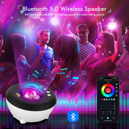 YunLone Aurora Projector Galaxy Star Light for Bedroom Night with Bluetooth Speaker, White Noise, APP/Remote/Voice Control, DIY Room Décor Party Kids Adults