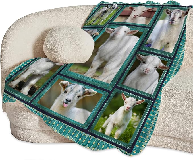 Cute Goat Blanket, Farmhouse Animal Throw Blankets, Goats Fuzzy Plush Blanket Ultra Soft for Goat Lover Gift Kids Teens Women Men Girls Boys Stuff Decor for Home Bedding Sofas Couch Camping 50"X40"