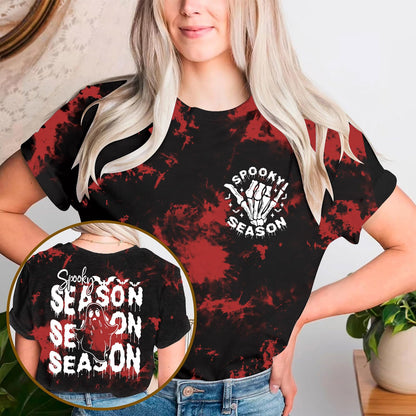 Halloween Tie Dye Shirt for Women Cute Spooky Graphic Shirt Spooky Season Ghost Tee Tops Fall Season Tees(TieDye2, X-Large)