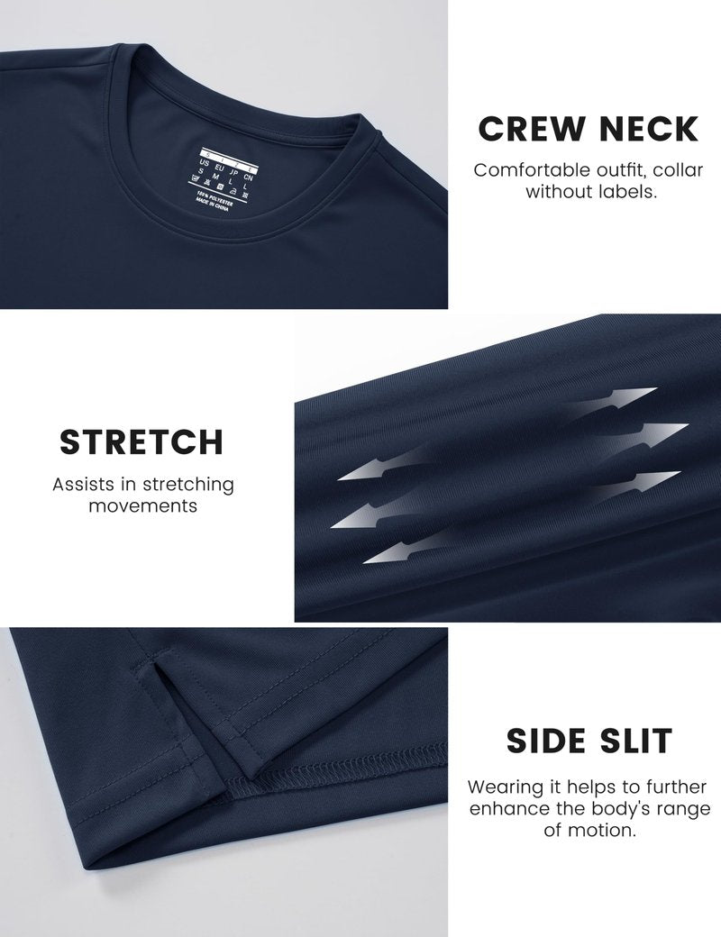 TACVASEN Mens Athletic Shirts Short Sleeve Mens Workout T-Shirt Quick Dry Fit Performance Gym Rash Guard Sun Protection Shirt Navy S