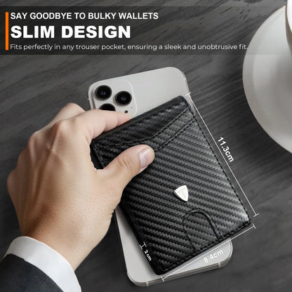 TEEHON Mens Wallets Slim RFID Blocking Carbon Fiber Leather Wallet with up to 12 Credit Card Holder, Strong Money Clip & ID Window Minimalist Bi-Fold Wallets for Men UK with Gift Box - Black