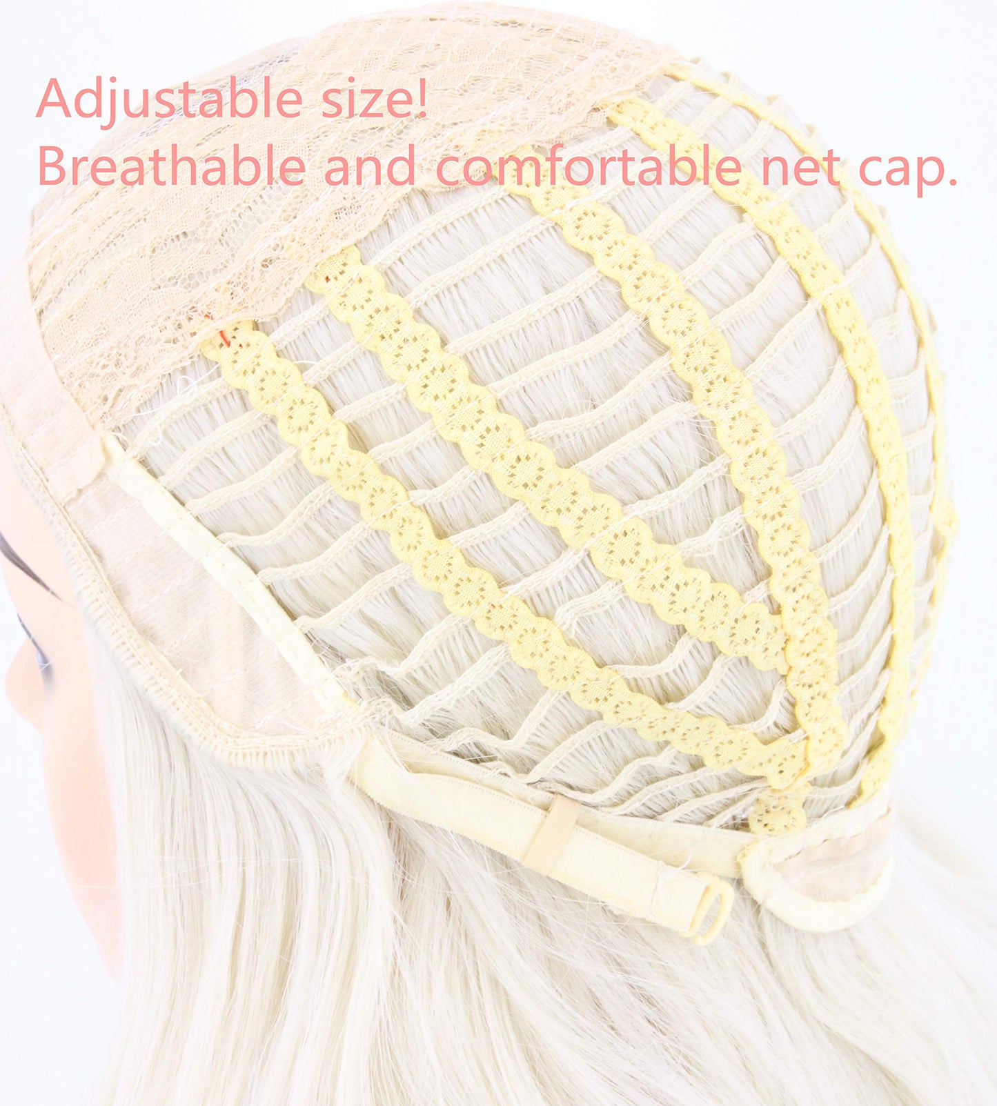 Topcosplay Women Wigs Beige Long Curly Wavy Cosplay Halloween Costume Party Wigs