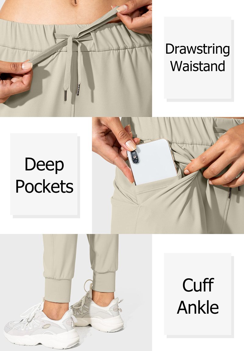 SANTINY Women's Joggers Pants Pockets Drawstring Running Sweatpants for Women Lounge Workout Jogging(Silver Sage_XS)