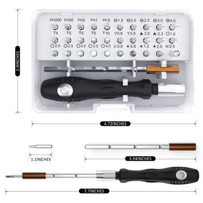 32 In 1 Small Screwdriver Set, Mini Magnetic Screwdriver Set – Contains 30 Bits Precision Repair Tool Kit, Torx Screwdriver Tool Sets for Eyeglass, Watch, Phones, Laptop, Computers, Toys