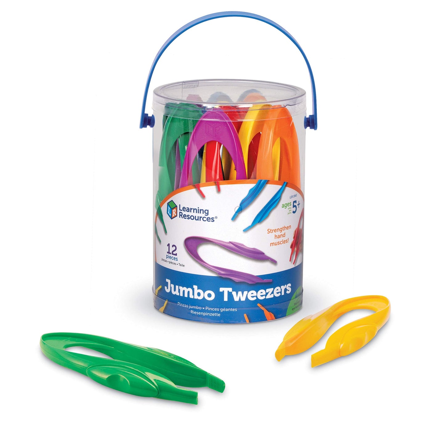 Learning Resources Jumbo Tweezers, Sorting & Counting, Preschool Science, Homeschool, Toddler Fine Motor Skill Development, Tuff Tray Accessories, Set of 12