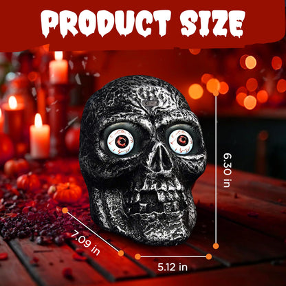 Sound Activated Skull with Light Up Eyes and Creepy Sounds - Halloween Party Prop Spooky Decoration for Haunted House, Indoor Decor