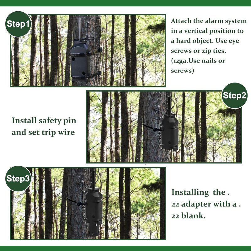 22 Adapter for 12 Gauge Trip Alarm – Camping Trip Wire Alarm Device with Perimeter Warning System – Early Warning Security for Campsites and Property – Black