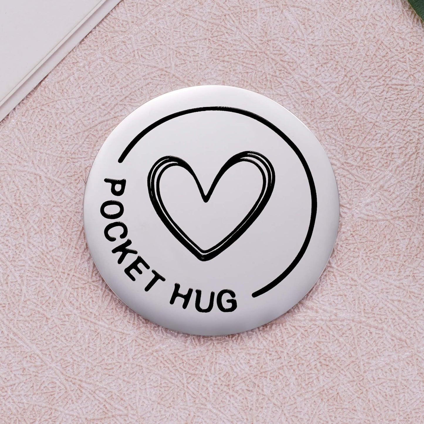 To My Love Pocket Hug Token Gift for Husband Valentines Day Gifts for Men Christmas Birthday Anniversary Jewelry Gift for Boyfriend Double Sided Message Engraved with Leather Keychain