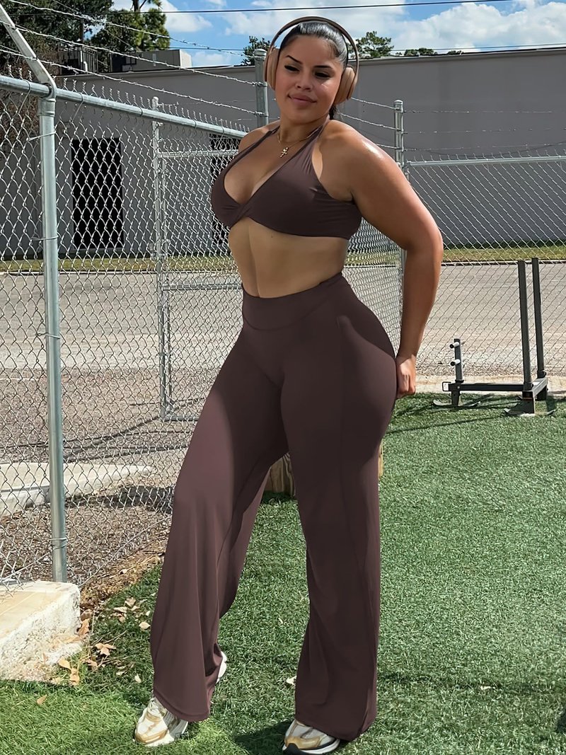 YEOREO Workout Leggings Womens No Front Seam Straight Leggings 31.5" High Waist Buttery Eddiy Gym Yoga Pants Plum Brown M
