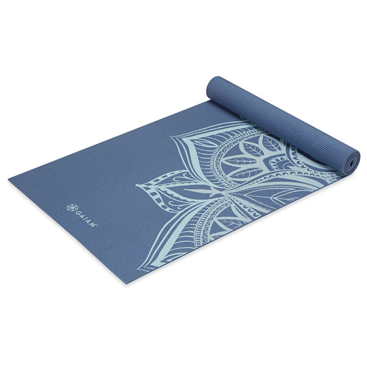 Gaiam Yoga Mat - 5mm Thick Yoga Mat - Non-Slip Exercise Mat for All Types of Yoga, Pilates & Floor Workouts - Textured Grip, Cushioned Support, Variety of Designs (24 x 68 inches long). High Tide Point