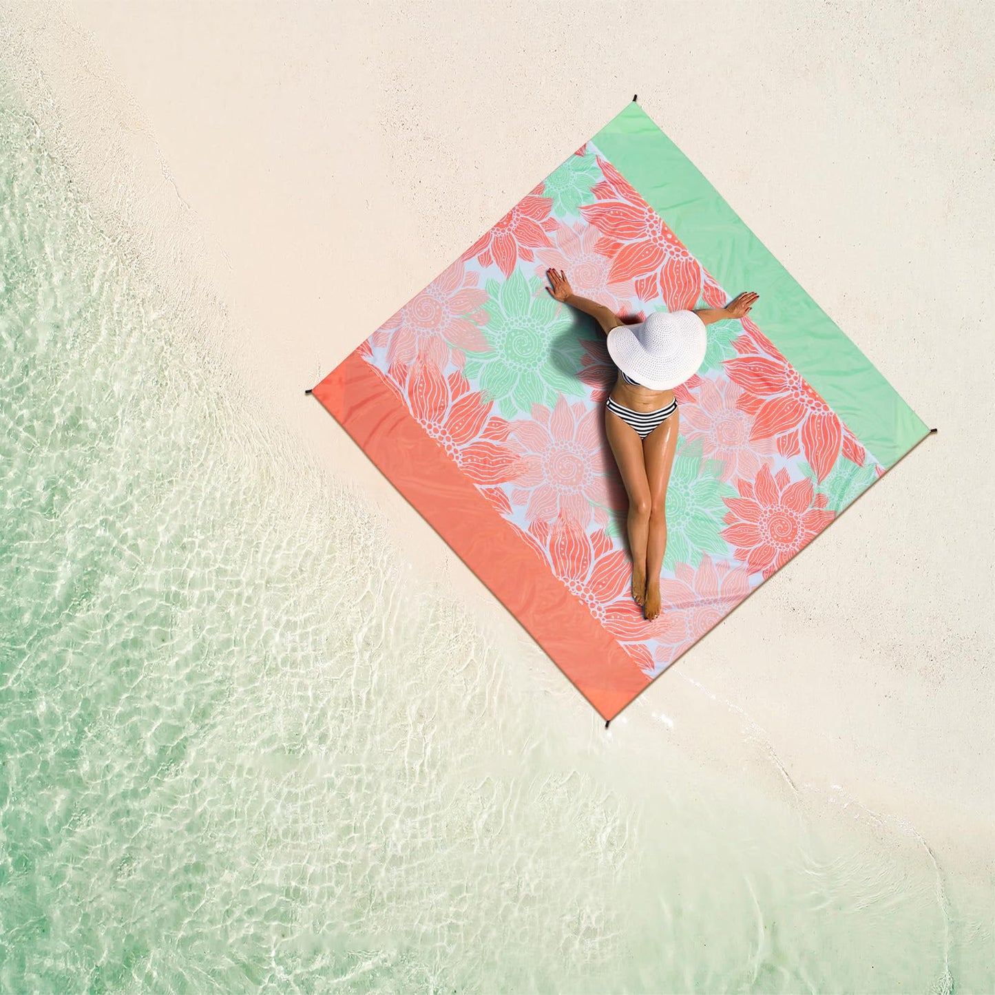 HIHOHO Beach Blanket Waterproof Sandproof Extra Large Beach Mat 79" X 83"/120"x108"for 1-8 Adults Quick Drying Durable Outdoor Picnic Mat for Beach Travel Camping Hiking