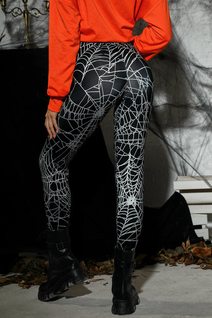 For G and PL Halloween Women Graphic High Waist Tights Soft Casual Printed Yoga Skinny Pants Cobweb M