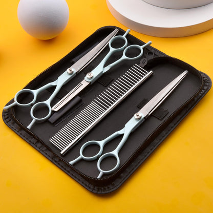 Grooming Scissors for Dogs at Home, Fcysy Professional Pet Grooming Kit Tijeras Para Cortar Pelo De Perros, Cat Grooming Scissors Curved Blending Shears Set for Pet Dog Cat Puppy