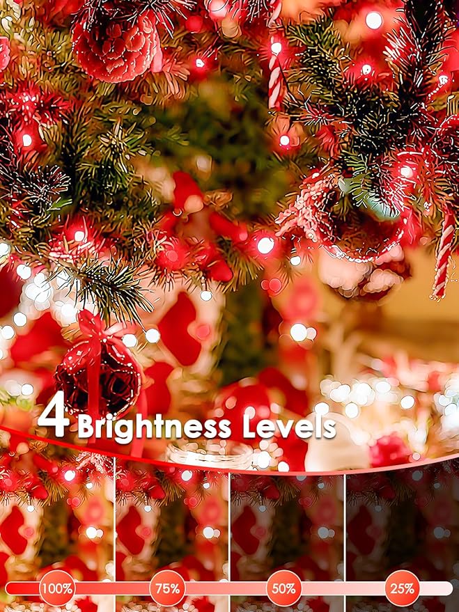 Voice Control Connectable 2PK 164FT 400LED Christmas String Lights Indoor Outdoor with Remote | Smart Twinkle Fairy String Lights 12 Modes & Timer for Xmas Tree Decor (Red & White)
