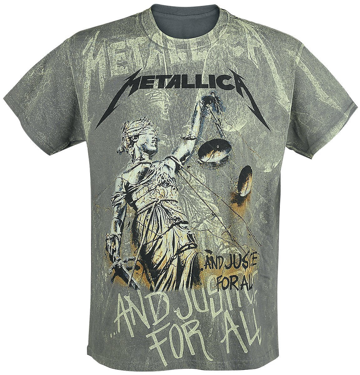 Metallica ... and Justice for All - Neon Backdrop Men T-Shirt Charcoal M, 100% Cotton, Regular