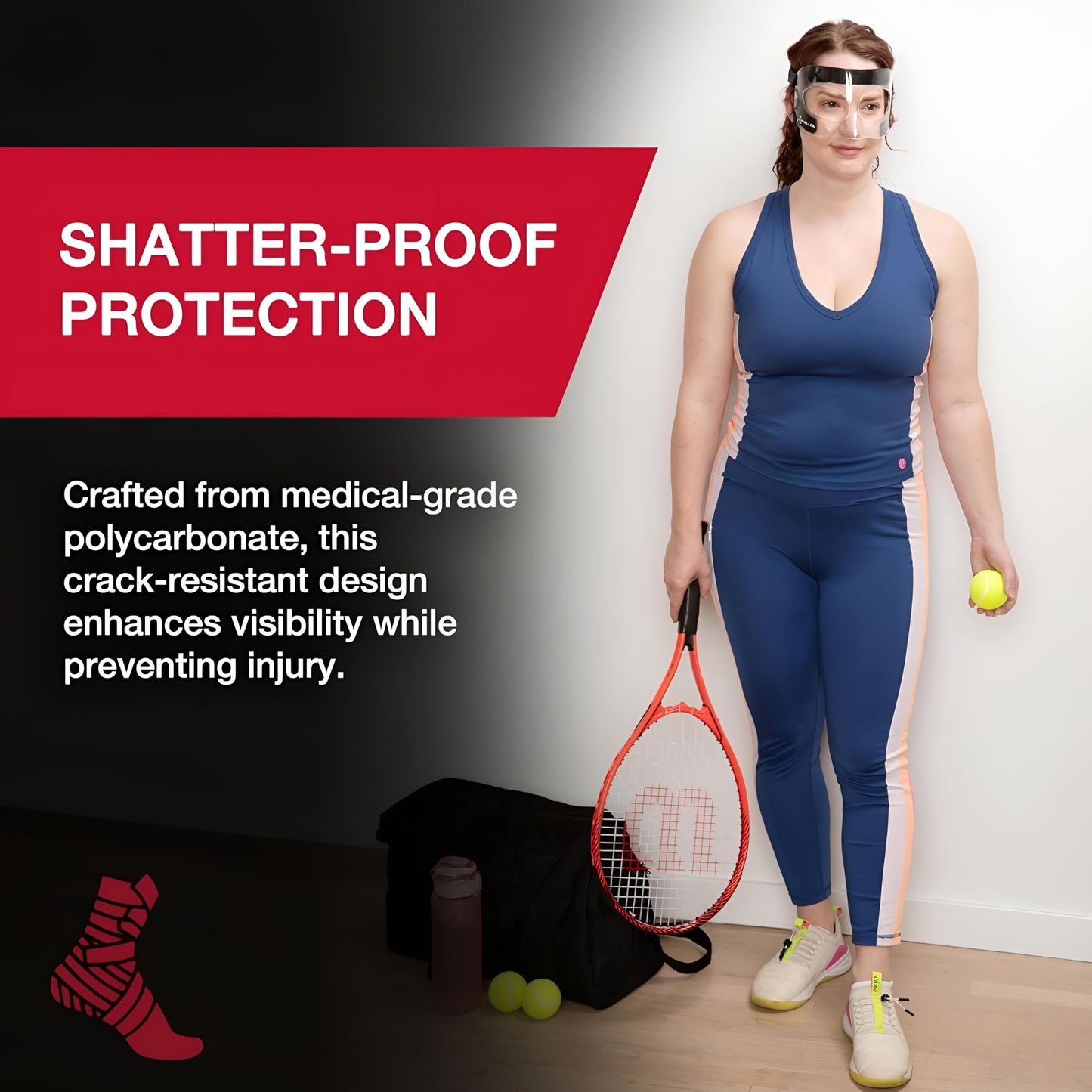MUELLER Sports Medicine Face Mask for Men & Women, Adjustable Clear Face Guard, Nose & Cheek Protection for Basketball & Cosmetic Procedures, Shatterproof with Foam Padding, One Size