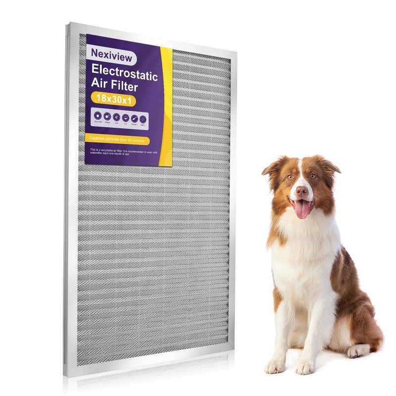 Nexiview 18x30x1 Furnace Filter-MERV8, Washable & Reusable Electrostatic Air Filter, AC/HVAC Furnace Filter, Permanent Air Filter, Breathe Fresher, Easy Install