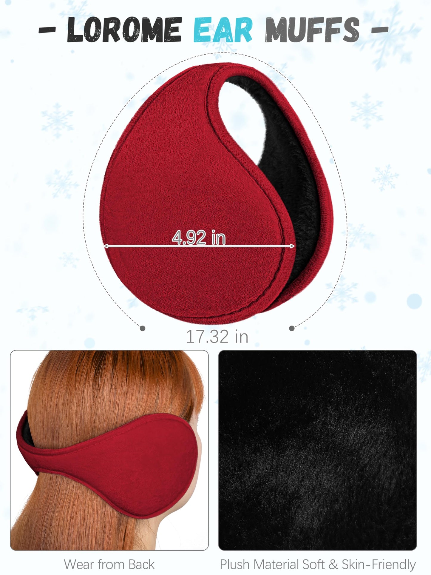 Winter Hat Scarf Gloves and Ear Warmer, Knit Warm Beanie Hat Touch Screen Gloves Long Knitted Plaid Scarf Set Gifts for Women Red