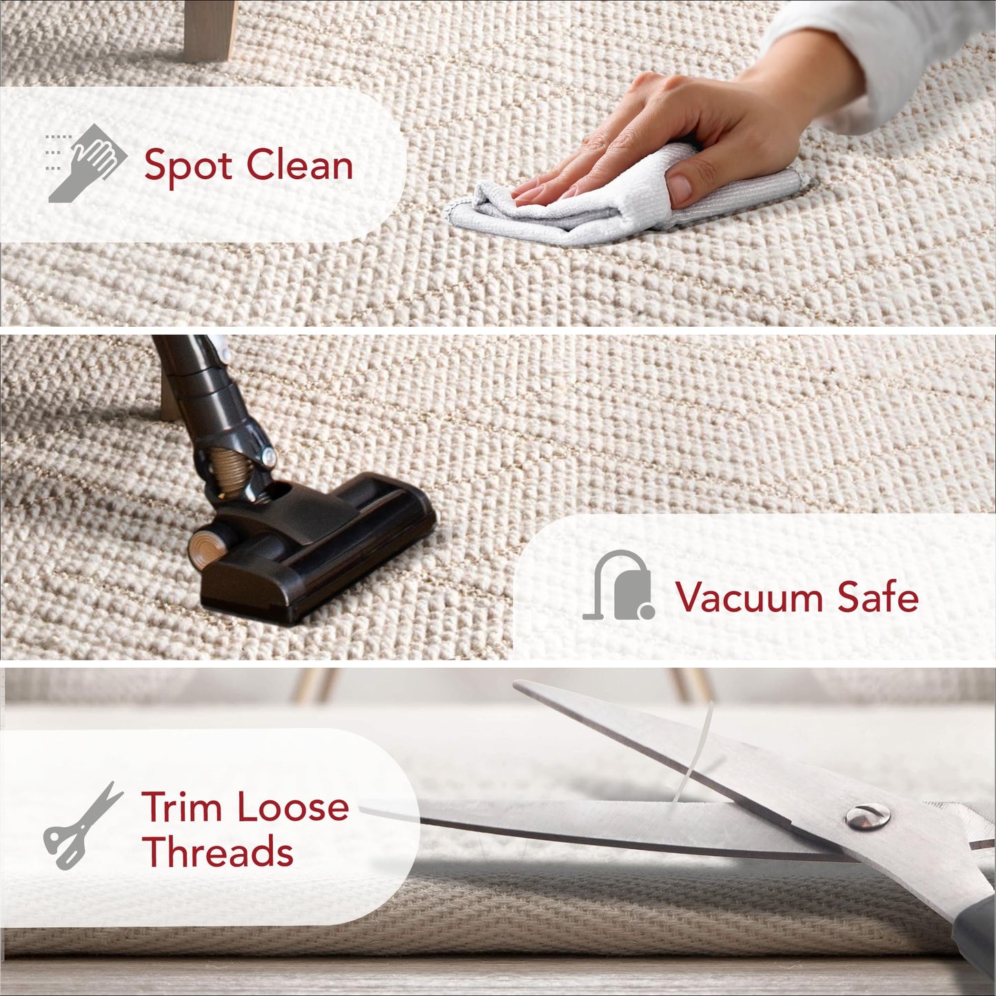 nuLOOM Natural Textured Suzanne Area Rug, 6x9, Cream