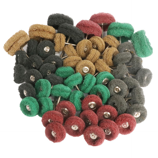 FPPO 58PCS Abrasive Buffing Polishing Wheel Set for Rotary Tools,Scouring pad Mini Brush Polishing kit with 3mm Shank,Power-Operated Abrasive Wheels(Mix 58pcs)