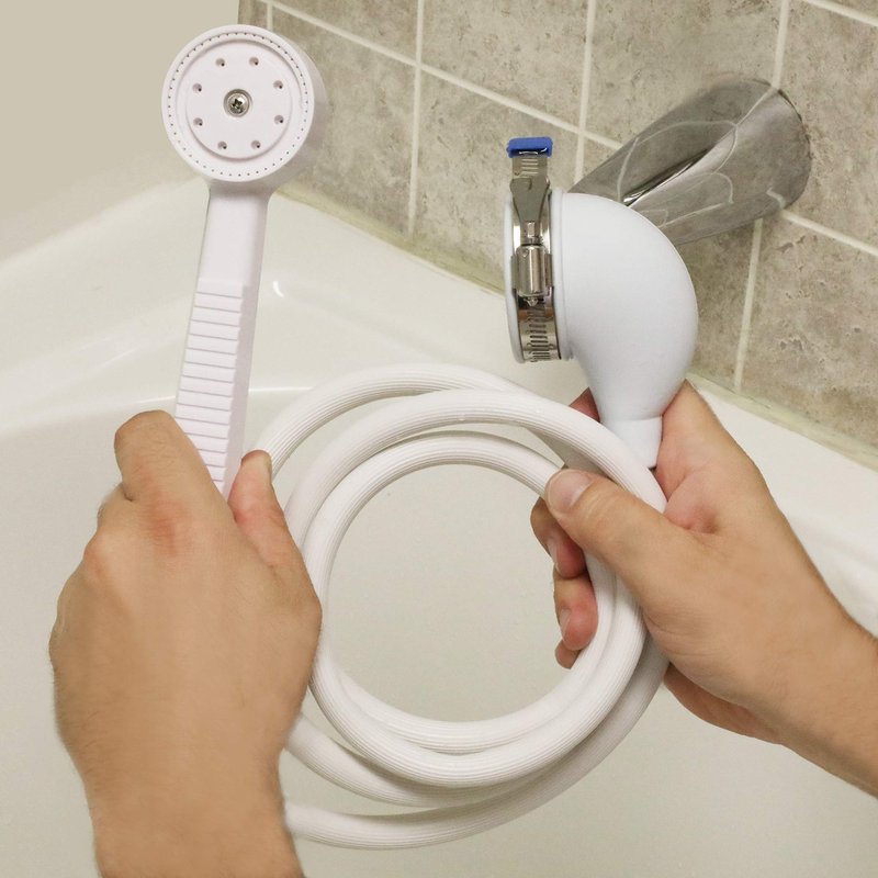 Danco 10086 VersaSpray Portable Hand Held Shower Head Sprayer Fits Bathtubs Without Diverter, 1 Pack, White