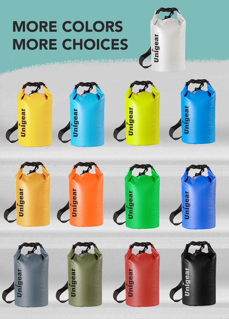 Unigear Dry Bag 2L/5L/10L/20L/30L/40L/55l Waterproof Dry Sack Roll Top with Phone Case and Long Adjustable Shoulder Strap for Boating/Kayaking/Fishing/Rafting/Swimming/Camping/Snowboarding